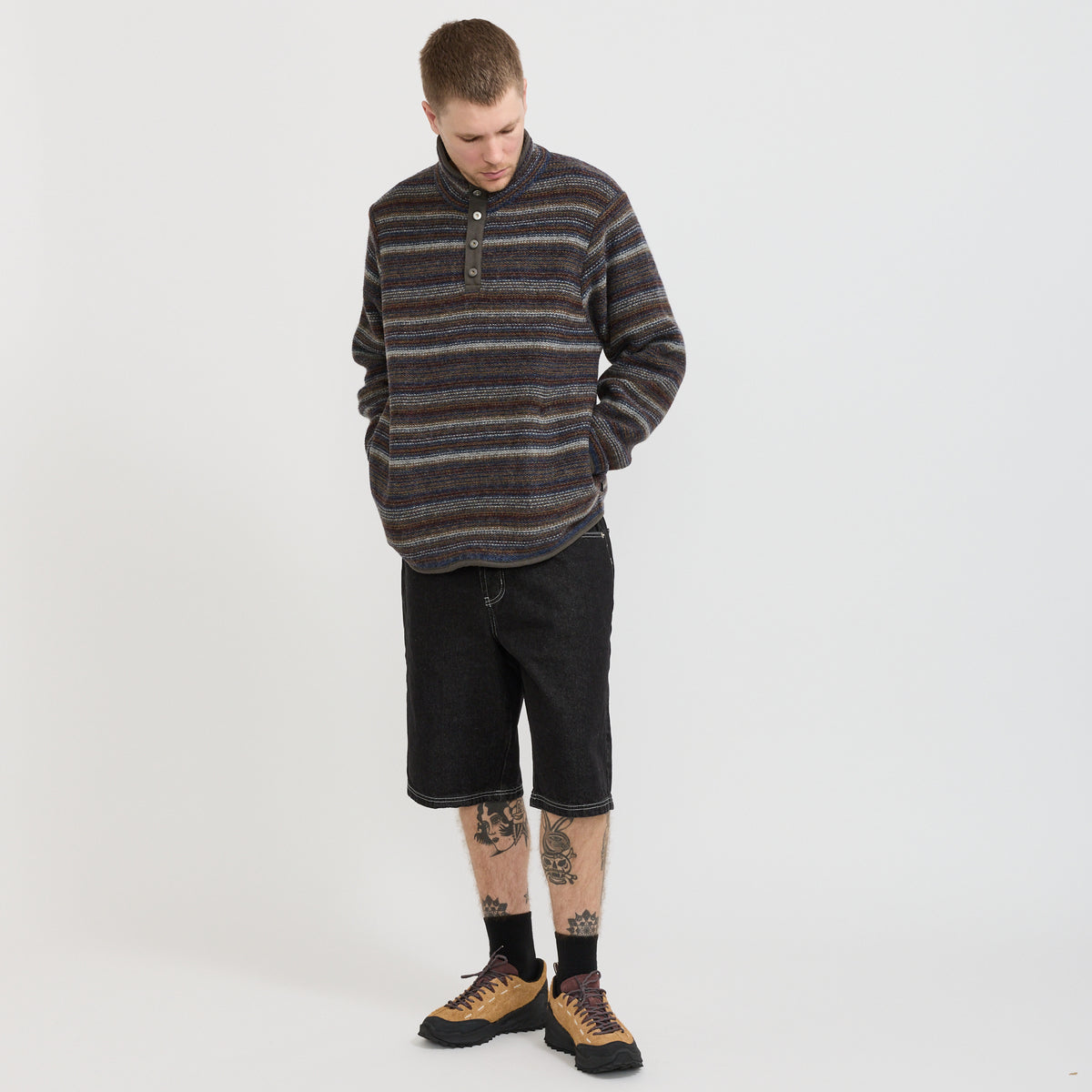 thisisneverthat | Striped Wool Knit Pullover Olive | Maplestore