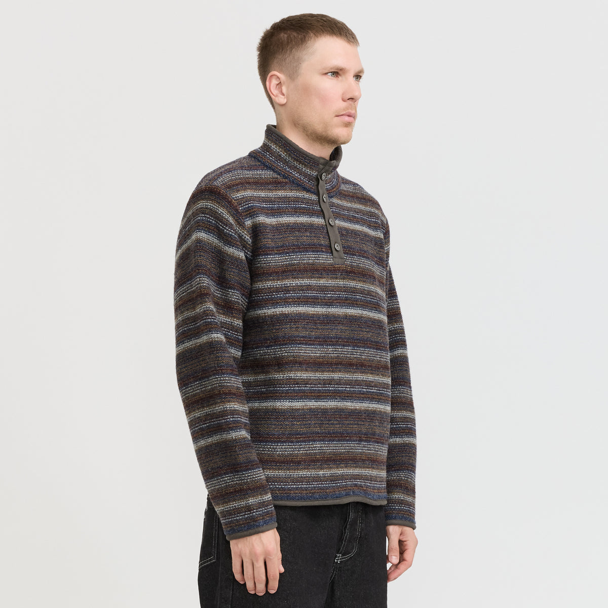 thisisneverthat | Striped Wool Knit Pullover Olive | Maplestore