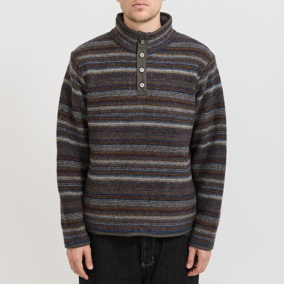 thisisneverthat | Striped Wool Knit Pullover Olive | Maplestore