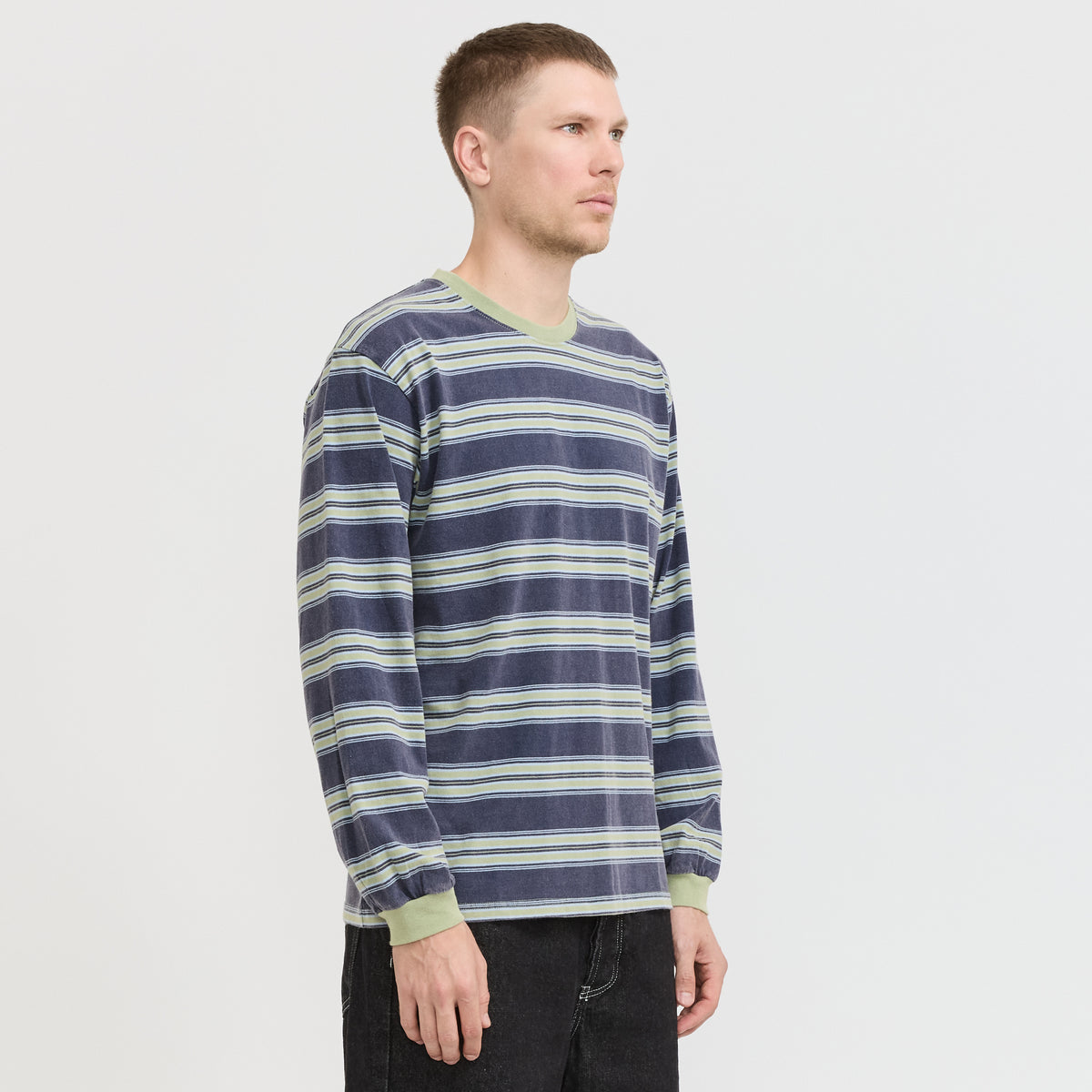 thisisneverthat | Striped L/S Tee Navy | Maplestore