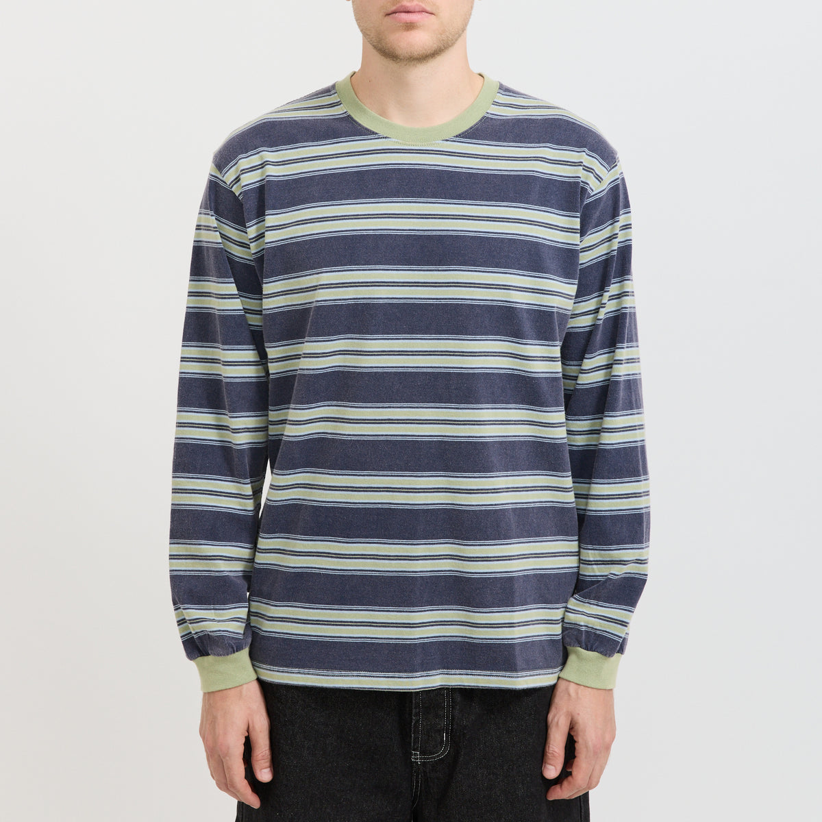 thisisneverthat | Striped L/S Tee Navy | Maplestore