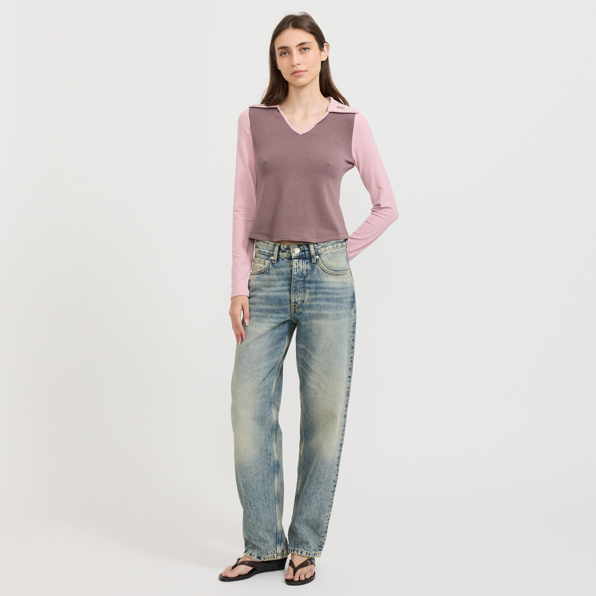 Laagam | Vesper Pink Long Sleeve Polo T-Shirt | Maplestore
