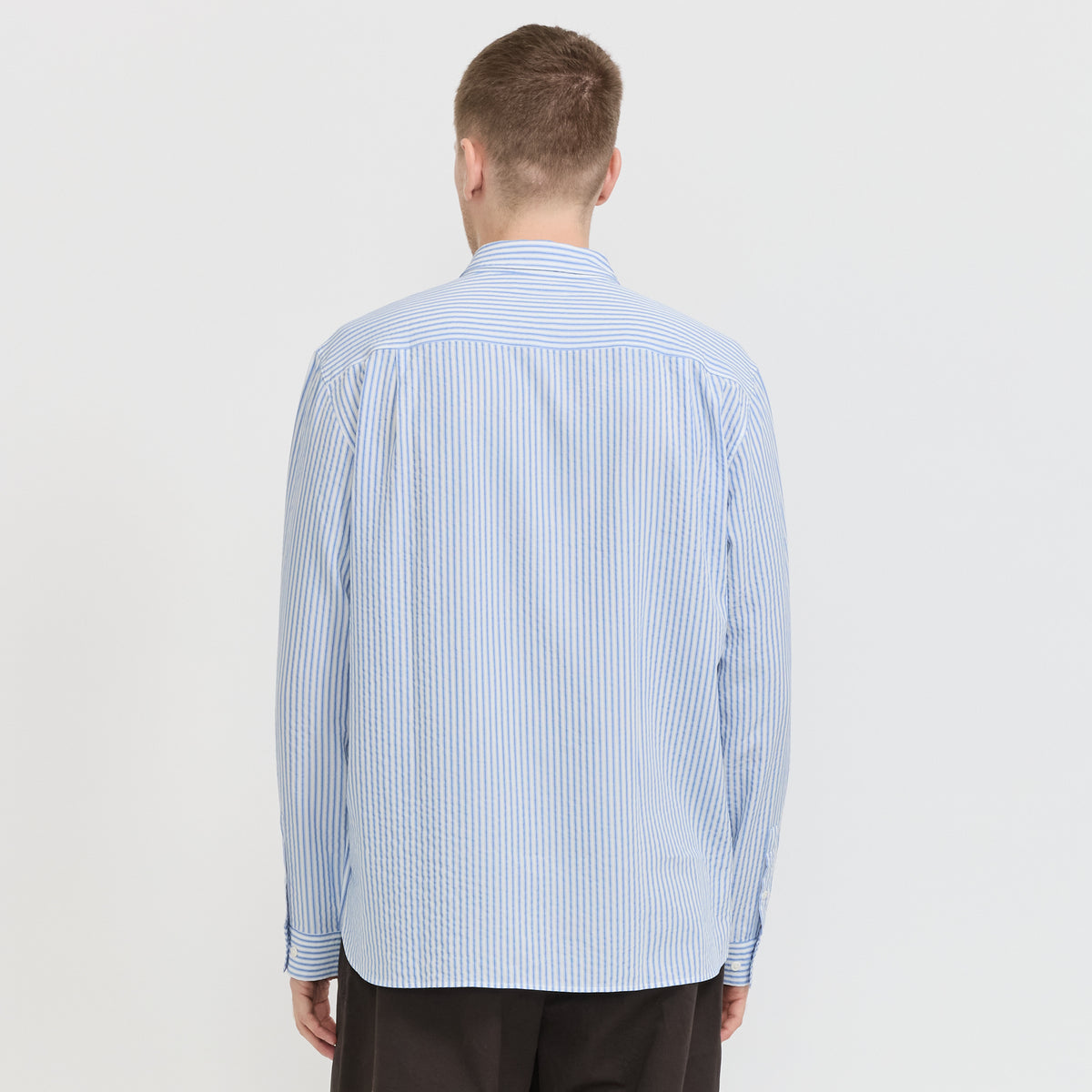 YMC | Curtis Shirt White/Blue Stripe | Maplestore