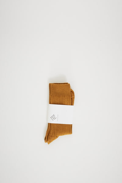 Baserange | Rib Ankle Socks Burnt Yellow | Maplestore