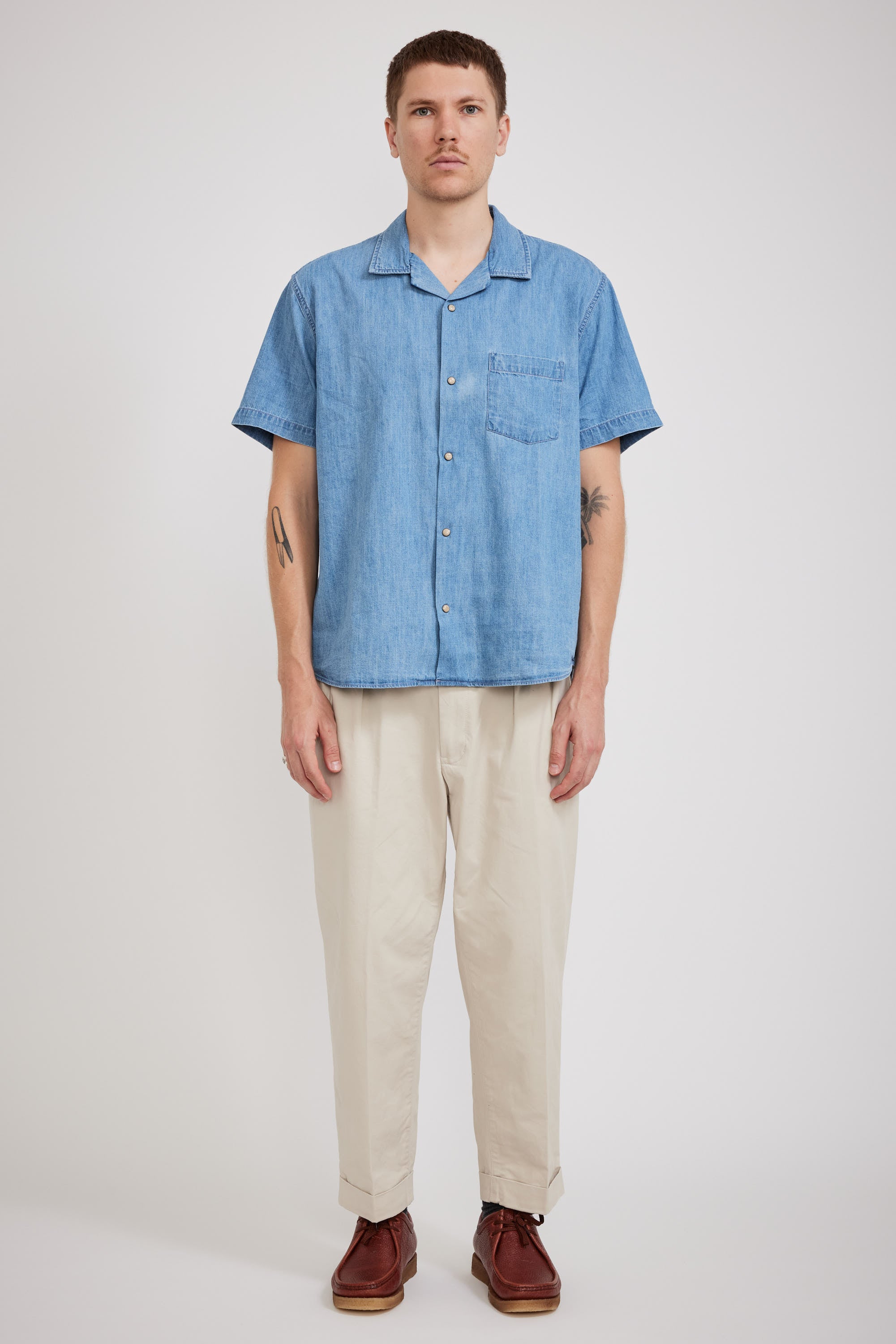 Beams | 2 Pleats Twill Pant Cement | Maplestore