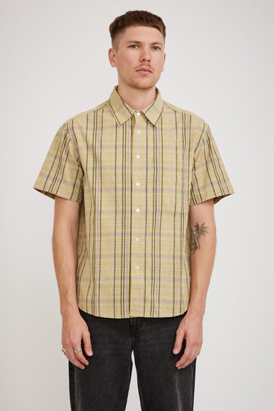 Checks | Madras Oxford S/S Shirt Khaki/Purple | Maplestore