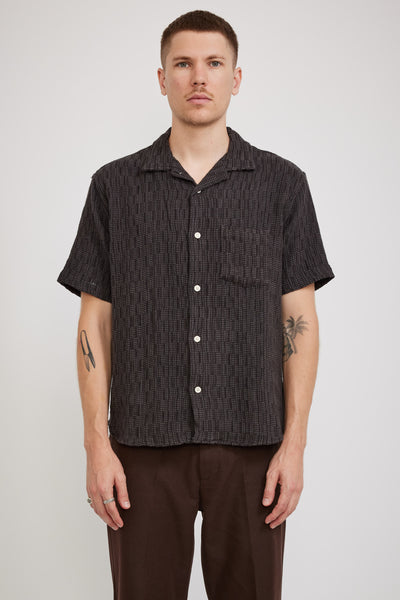 Corridor NYC | Rainbow Weave Camp Collar S/S Shirt Black | Maplestore
