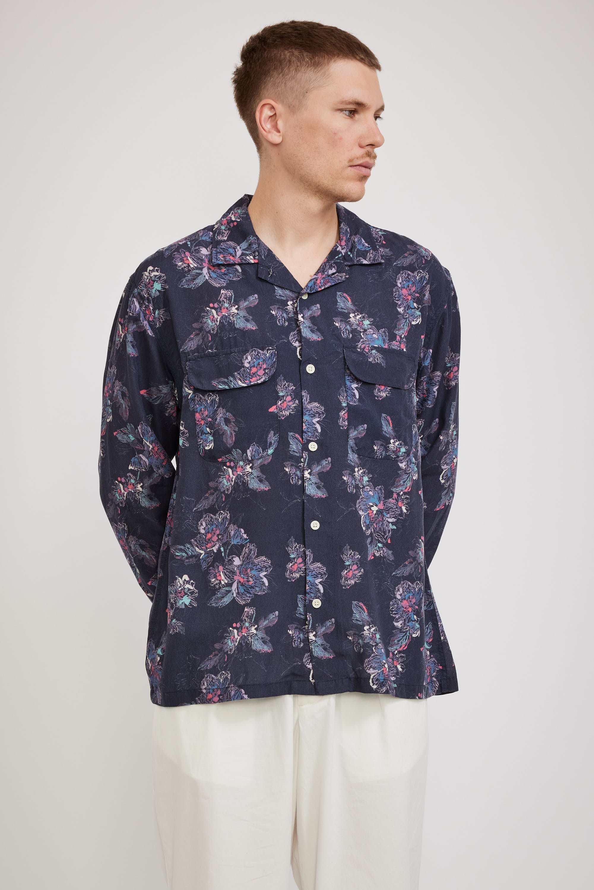 Corridor NYC | Novella Floral L/S Shirt Midnight | Maplestore