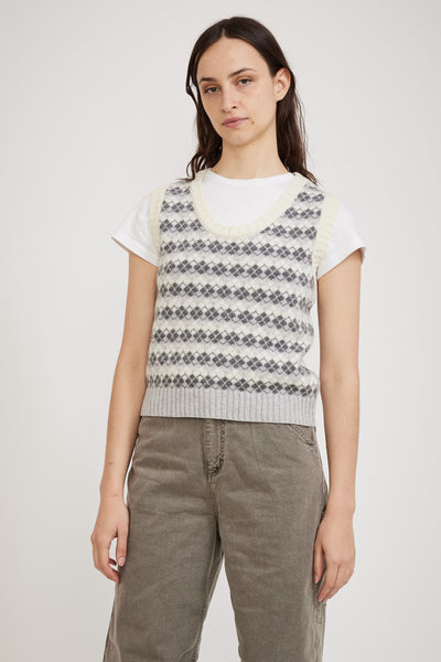 Le Mont Saint Michel | Sidiana Argyle Sleeveless Sweater Grey | Maplestore