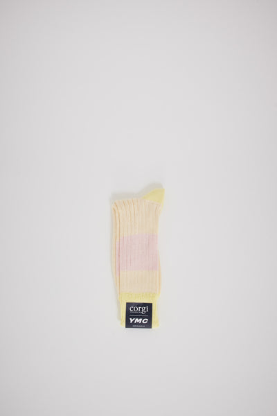 YMC | Sport Rib Socks Yellow/Pink | Maplestore